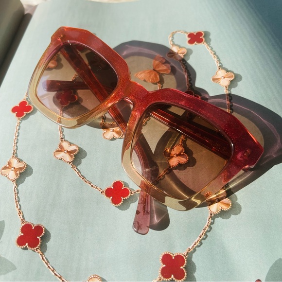 MCM Gradient Red and Gold Sunglasses - Picture 1 of 10